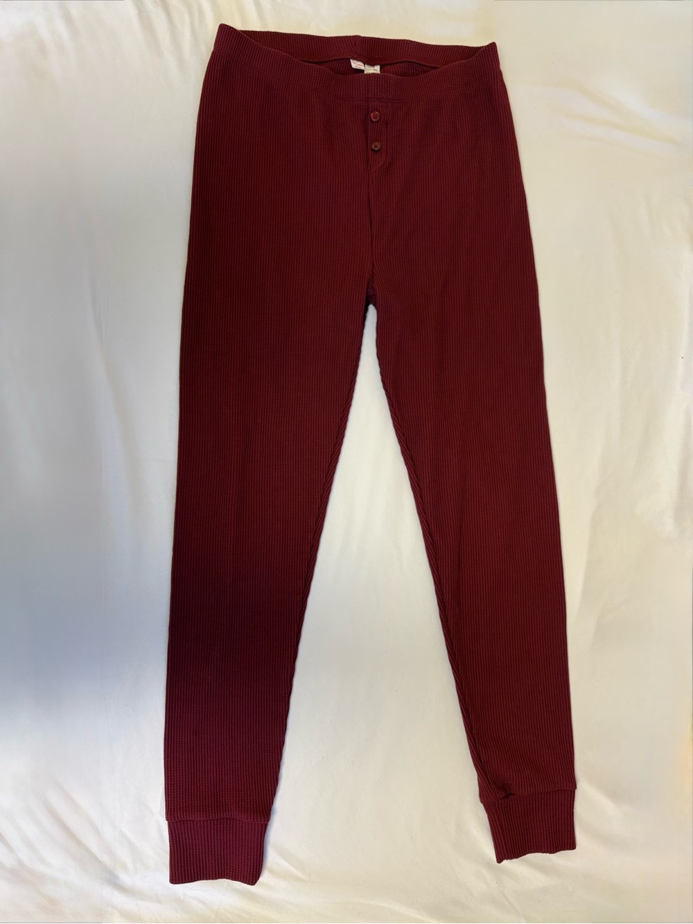 Joe Fresh Burgundy Waffle Knit Thermal Henley Leggings Loungewear Size Medium